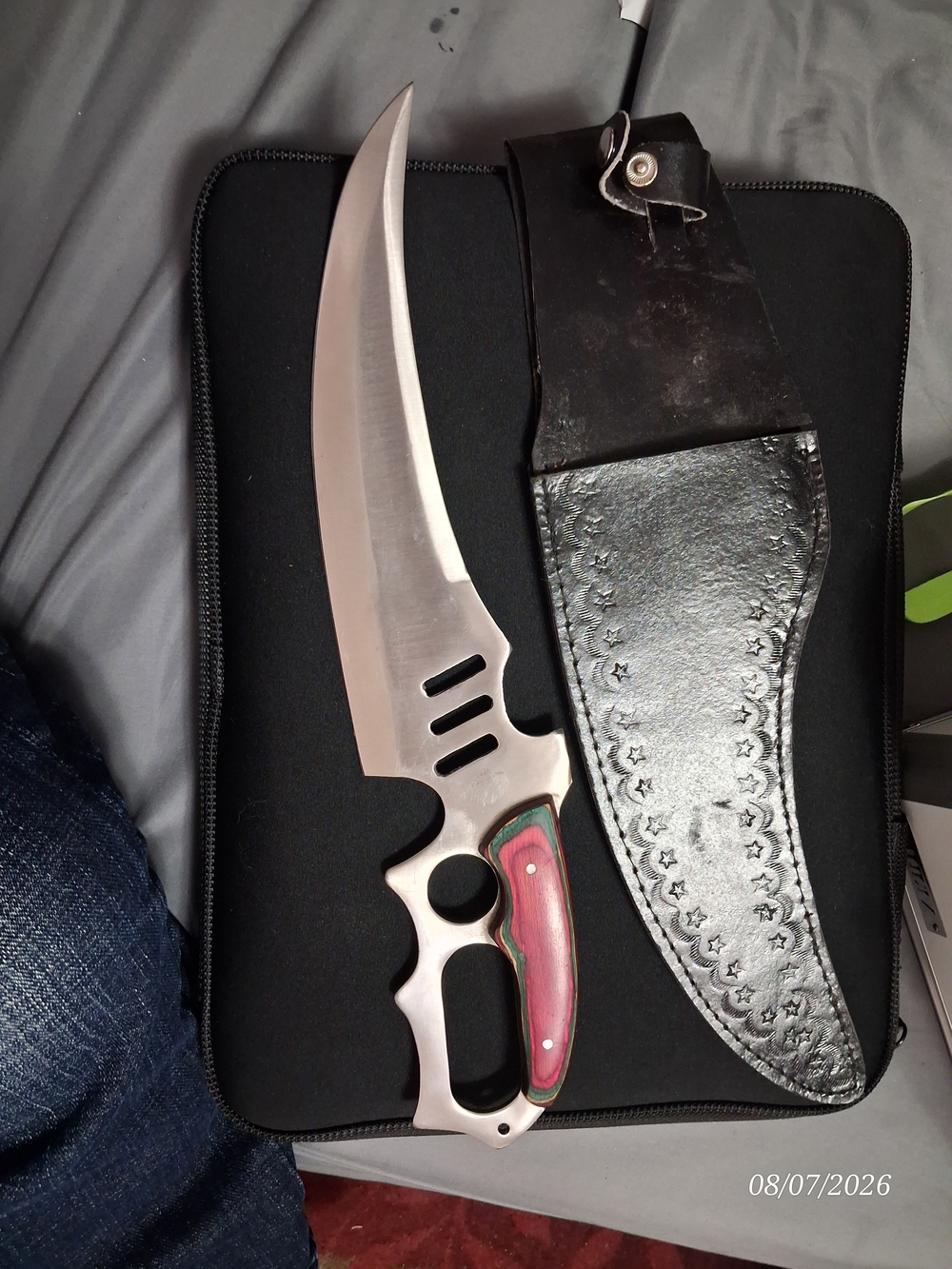 🗡️ Unique Fantasy Fixed Blade Knife w/ Leather Sheath | 440 Stainless
